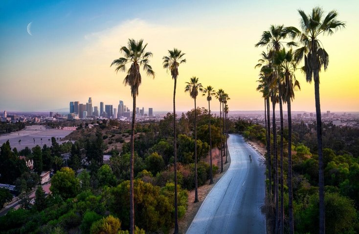 USA Reise- Los Angeles bei Abenddämmerung