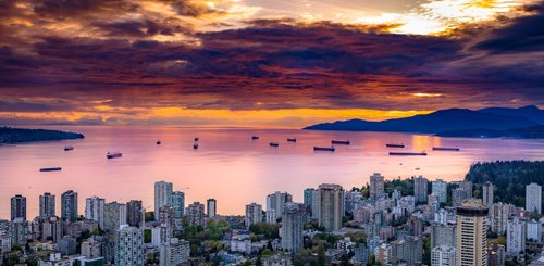 Kanada Reise - English Bay in Vancouver am Abend